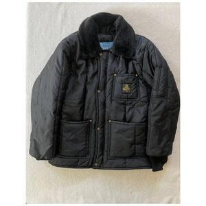 RefrigiWear Mens Small Iron-Tuff Insulated Jacket Black Faux Fur Collar Quilted